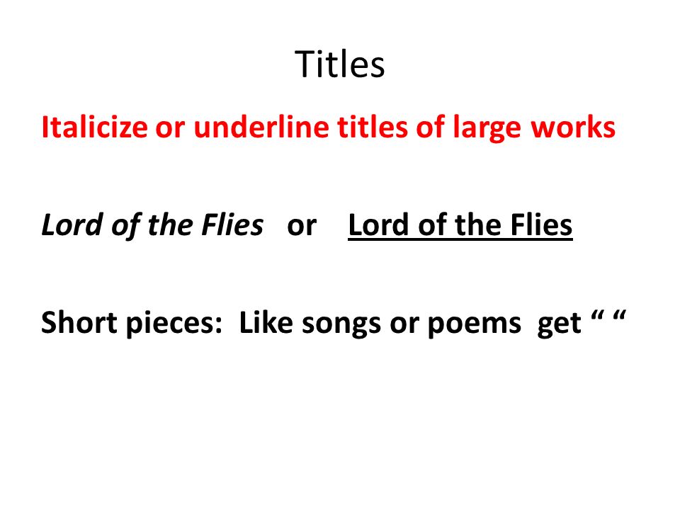 Poem titles in essays italicized